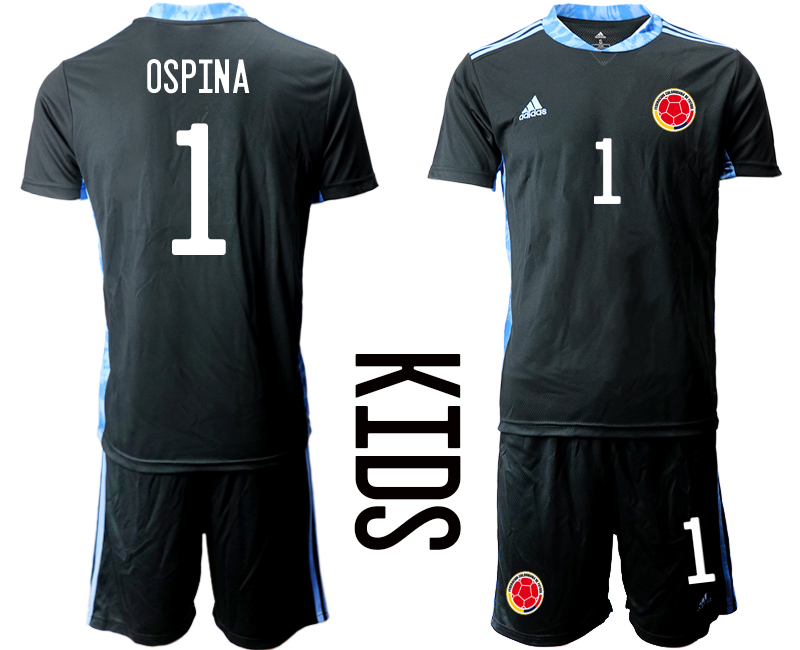 Youth 2020-2021 Season National team Colombia goalkeeper black #1 Soccer Jersey